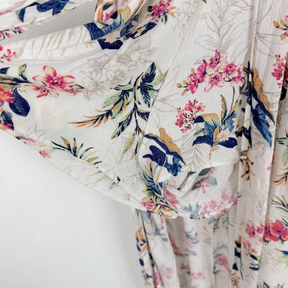 NWT American Eagle Floral Kimono Romper Dress Botanical Maxi Size 2 NEW - Picture 6 of 16